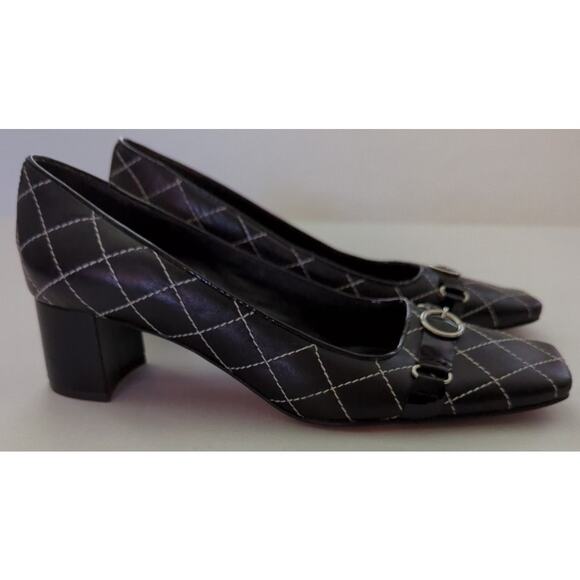 BRAZILIAN EXPLOSION by Gracienne Black Quilted Leather 2" Chunky Heel 39 US 8.5 - Picture 3 of 9